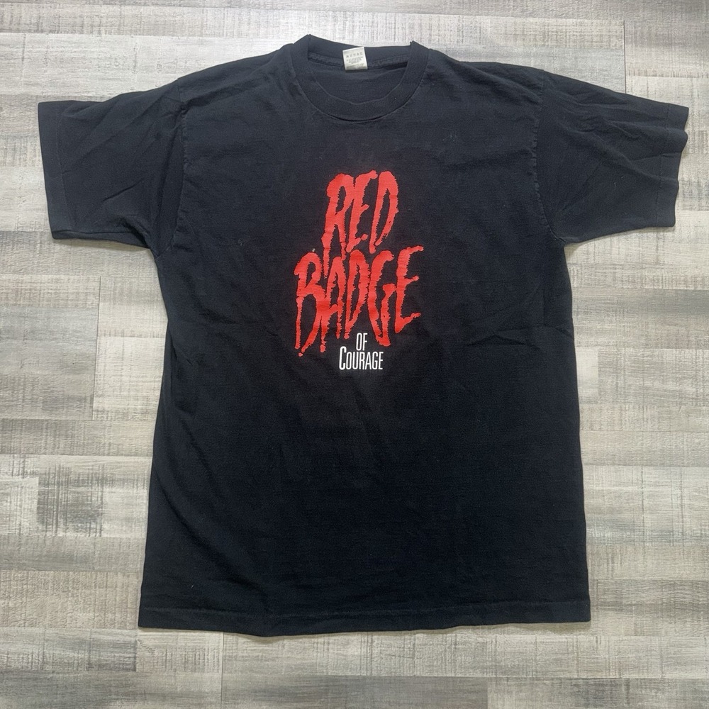 Fruit of the Loom T-Shirt Mens Size XL Red Badge Of Courage Graphic Made in USA